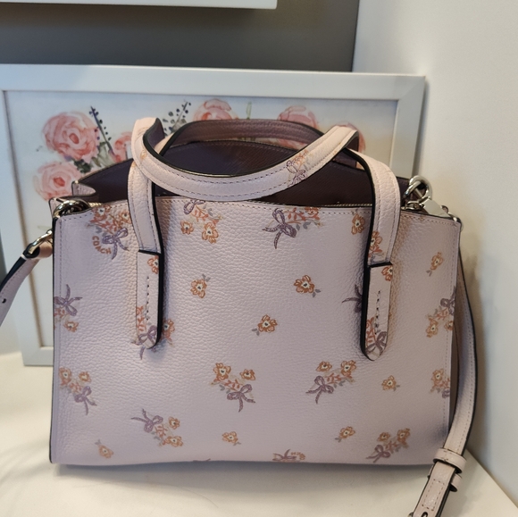 EUC Coach Charlie Carryall 28 #28246 Pebble Leather Crossbody Bag, Baby Pink - Picture 10 of 16